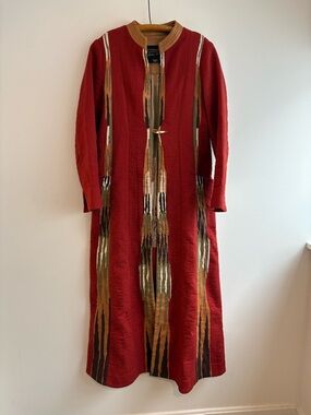 Soft Surroundings Label Noir Bedouin Long Sleeve Quilted Kantha Duster Coat, S